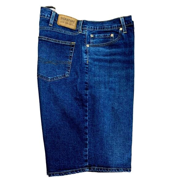 Levi Strauss Signature Blue Jeans Shorts Bermuda Mens Plus Size W40 Stretch - Picture 1 of 12
